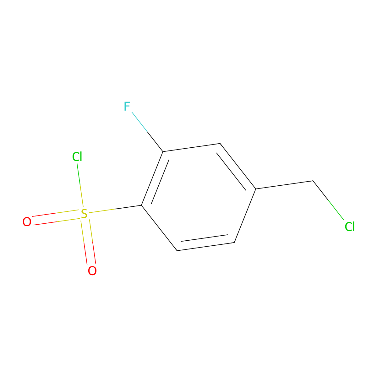 4-(Chloromethyl)-2-fluorobenzene-1-sulfonyl chloride molecular structure, CAS 1546347-03-8