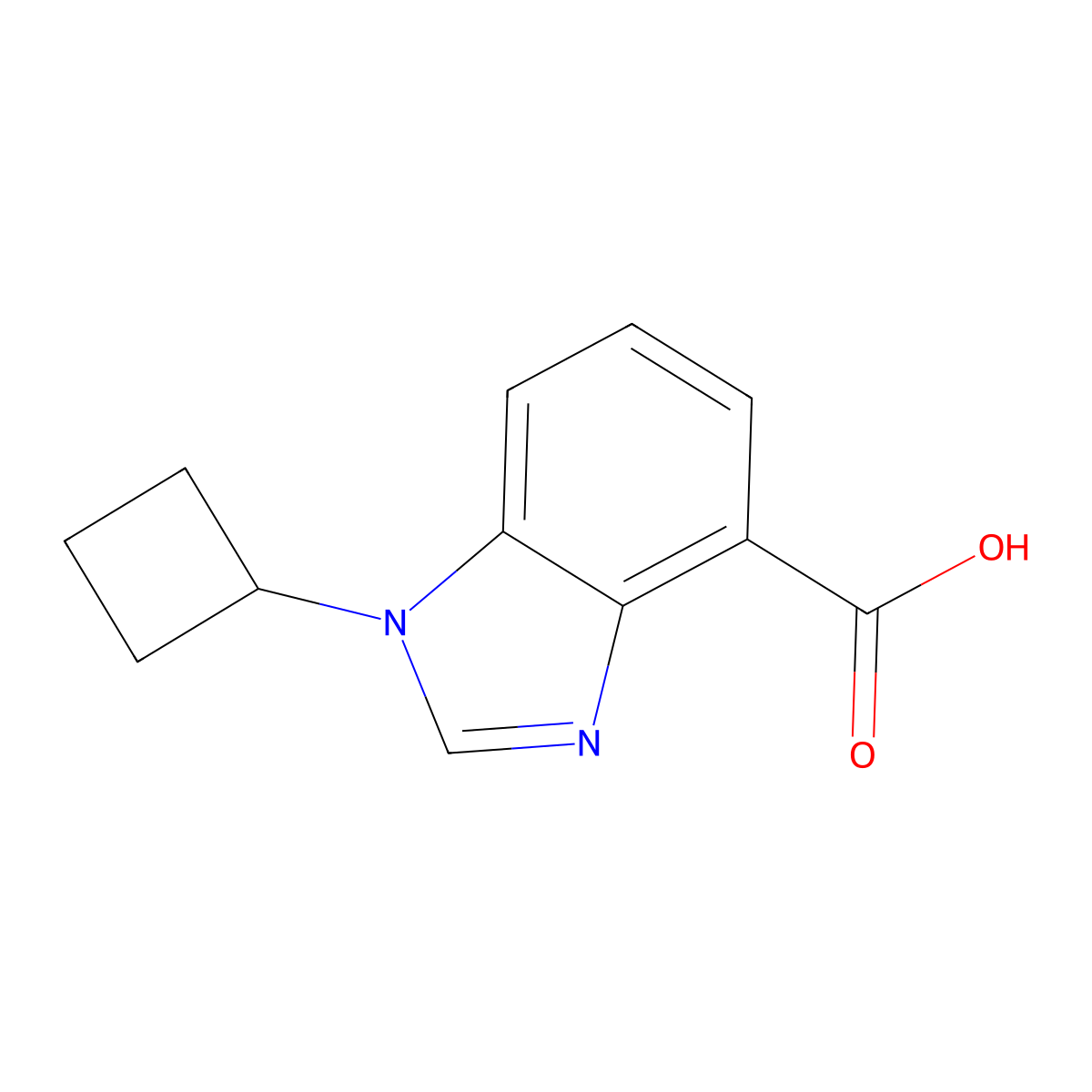 1-cyclobutyl-1H-1,3-benzodiazole-4-carboxylic acid molecular structure, CAS 1546366-17-9