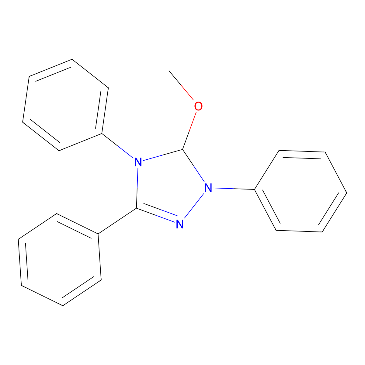 5-methoxy-1,3,4-triphenyl-4,5-dihydro-1H-1,2,4-triazole molecular structure, CAS 154643-41-1