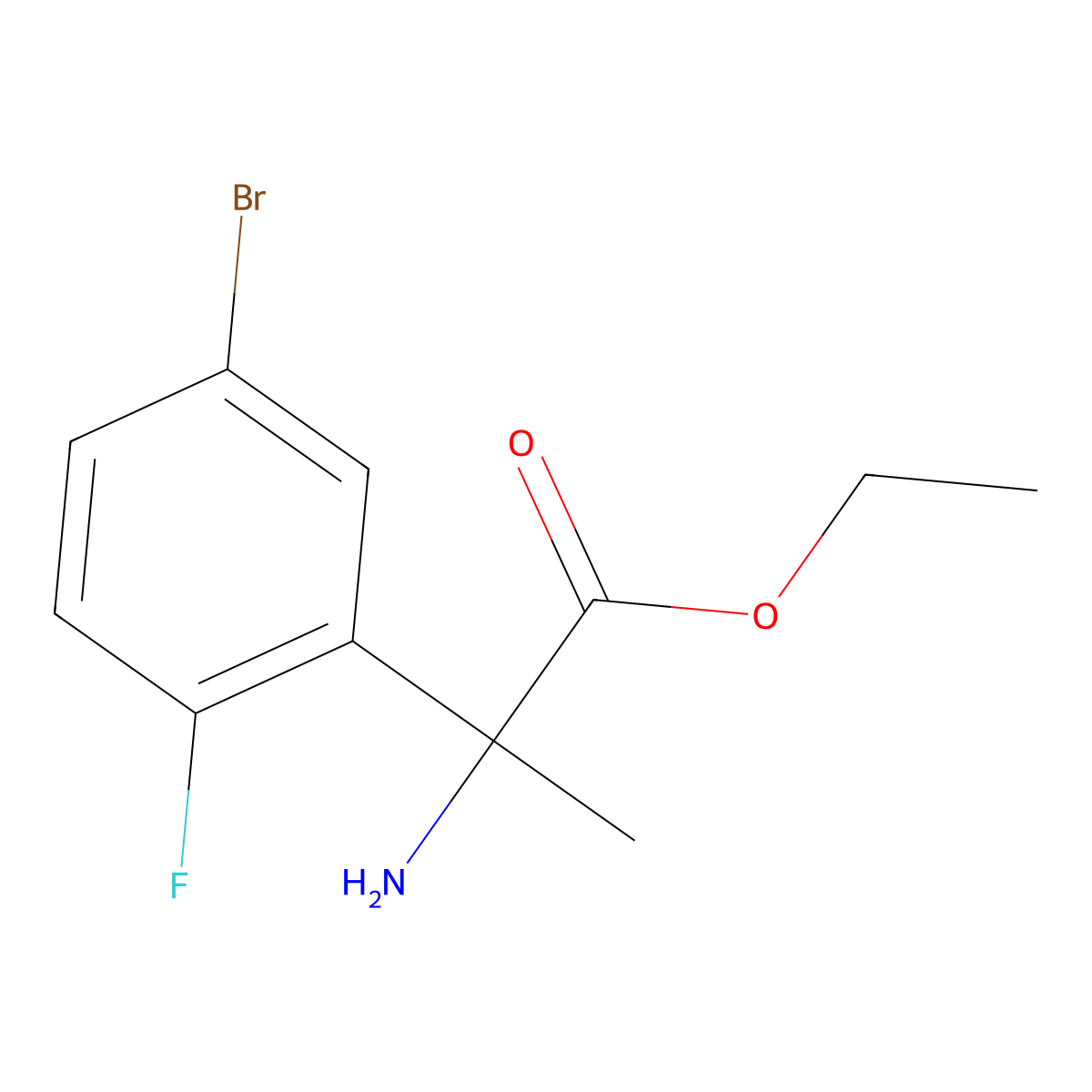 Ethyl 2-amino-2-(5-bromo-2-fluorophenyl)propanoate molecular structure, CAS 1546441-60-4
