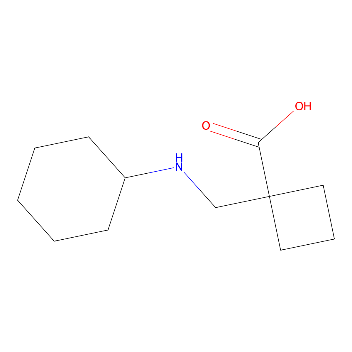 1-[(Cyclohexylamino)methyl]cyclobutane-1-carboxylic acid molecular structure, CAS 1546445-63-9