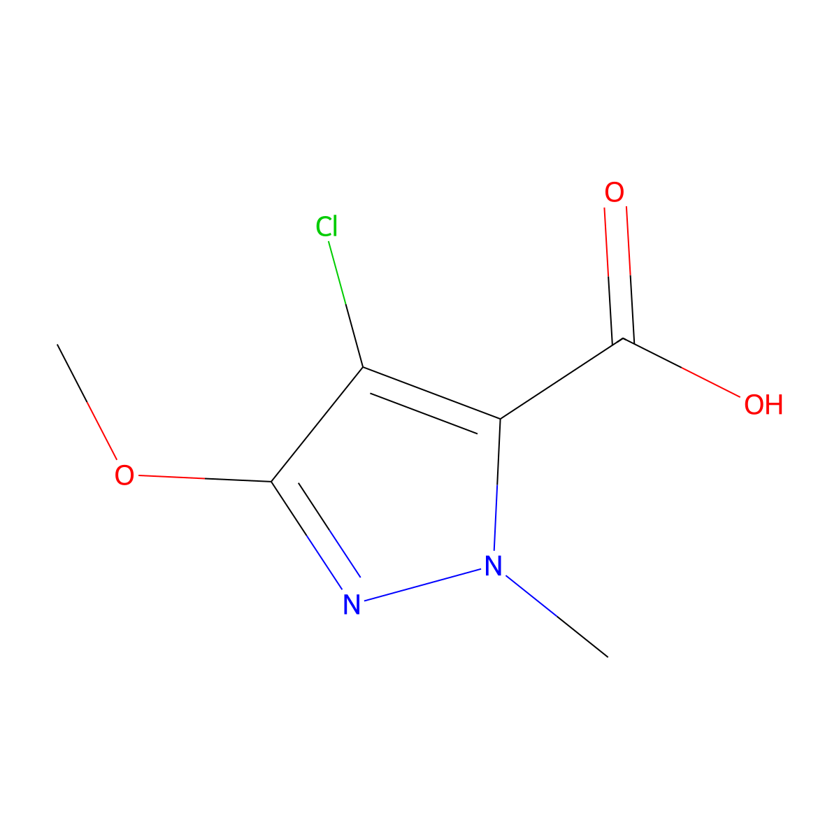 4-Chloro-3-methoxy-1-methyl-1H-pyrazole-5-carboxylic acid molecular structure, CAS 1546448-12-7