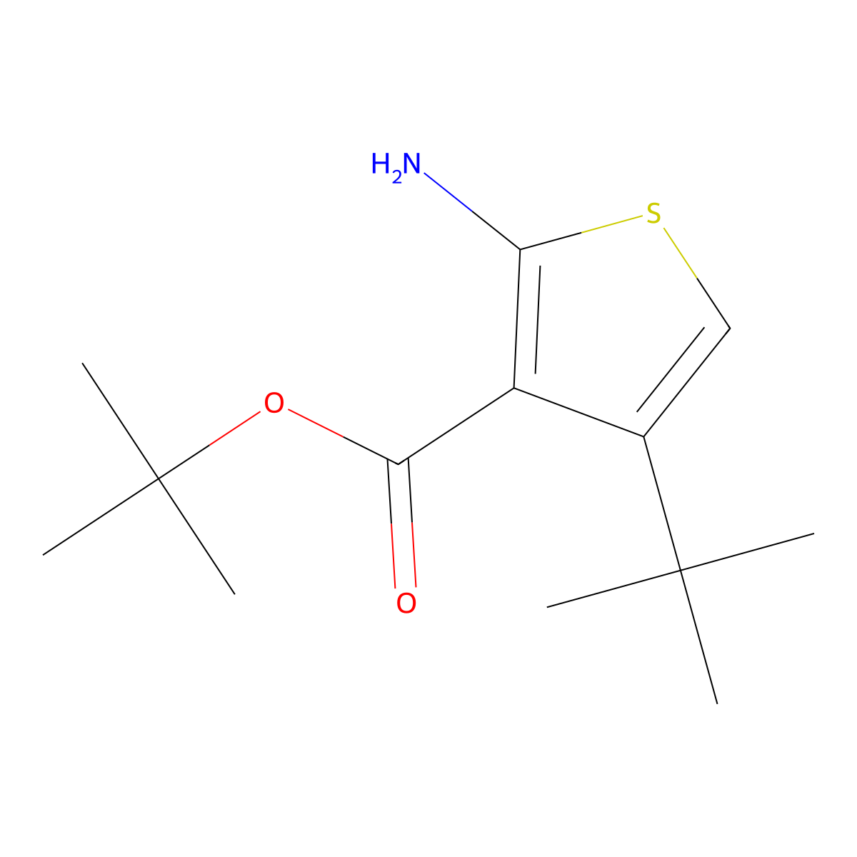 Tert-butyl 2-amino-4-tert-butylthiophene-3-carboxylate molecular structure, CAS 1546454-22-1