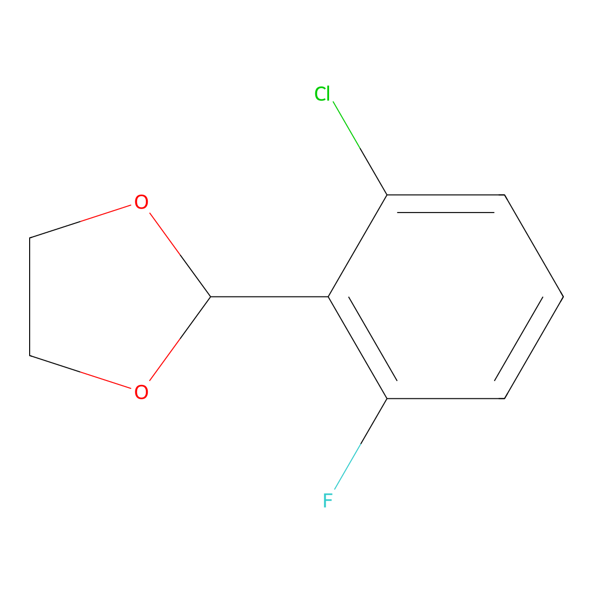 2-(2-Chloro-6-fluorophenyl)-1,3-dioxolane molecular structure, CAS 154650-08-5
