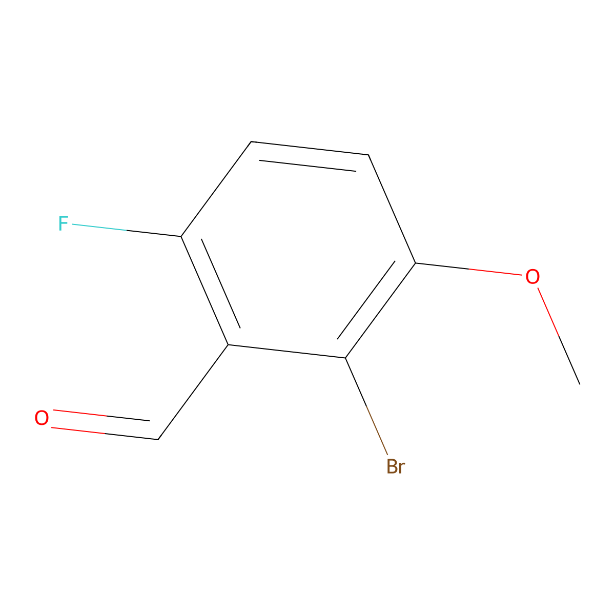 2-Bromo-6-fluoro-3-methoxybenzaldehyde molecular structure, CAS 154650-22-3