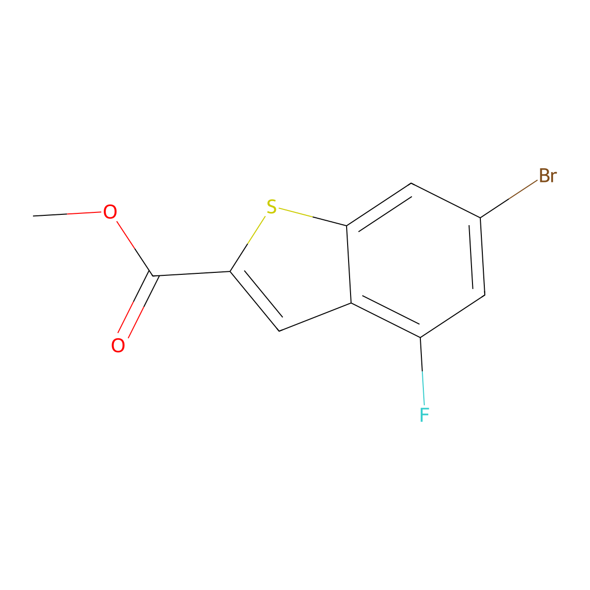 Methyl 6-bromo-4-fluoro-1-benzothiophene-2-carboxylate molecular structure, CAS 154650-60-9