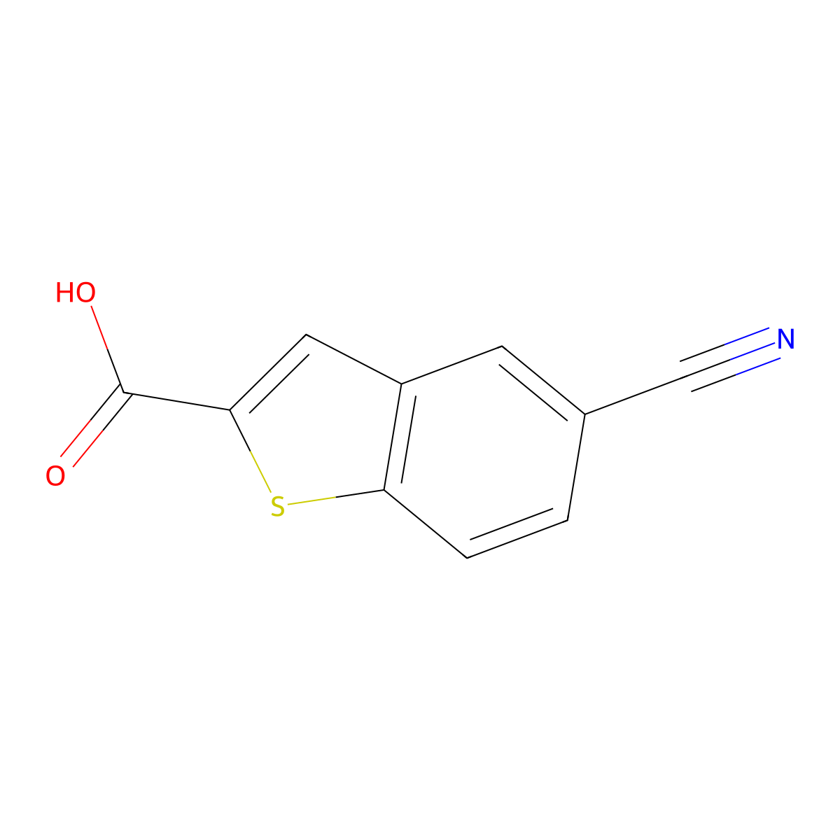 5-Cyano-1-benzothiophene-2-carboxylic acid molecular structure, CAS 154650-76-7