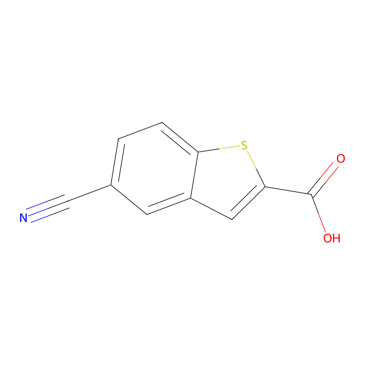 5-Cyano-1-benzothiophene-2-carboxylic acid molecular structure, CAS 154650-76-7