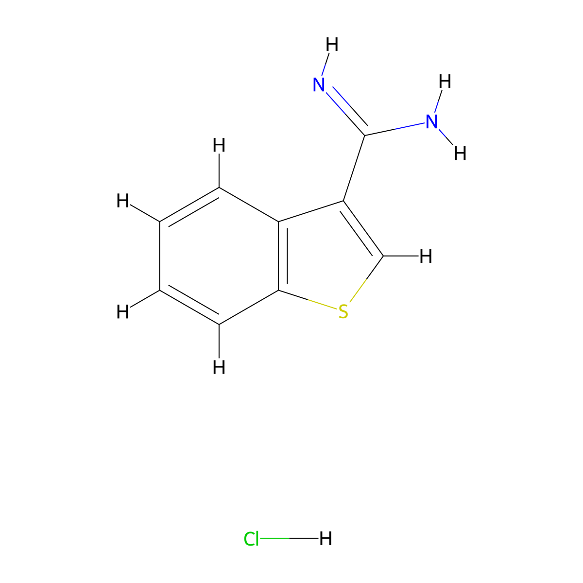 1-Benzothiophene-3-carboximidamide hydrochloride molecular structure, CAS 154650-82-5