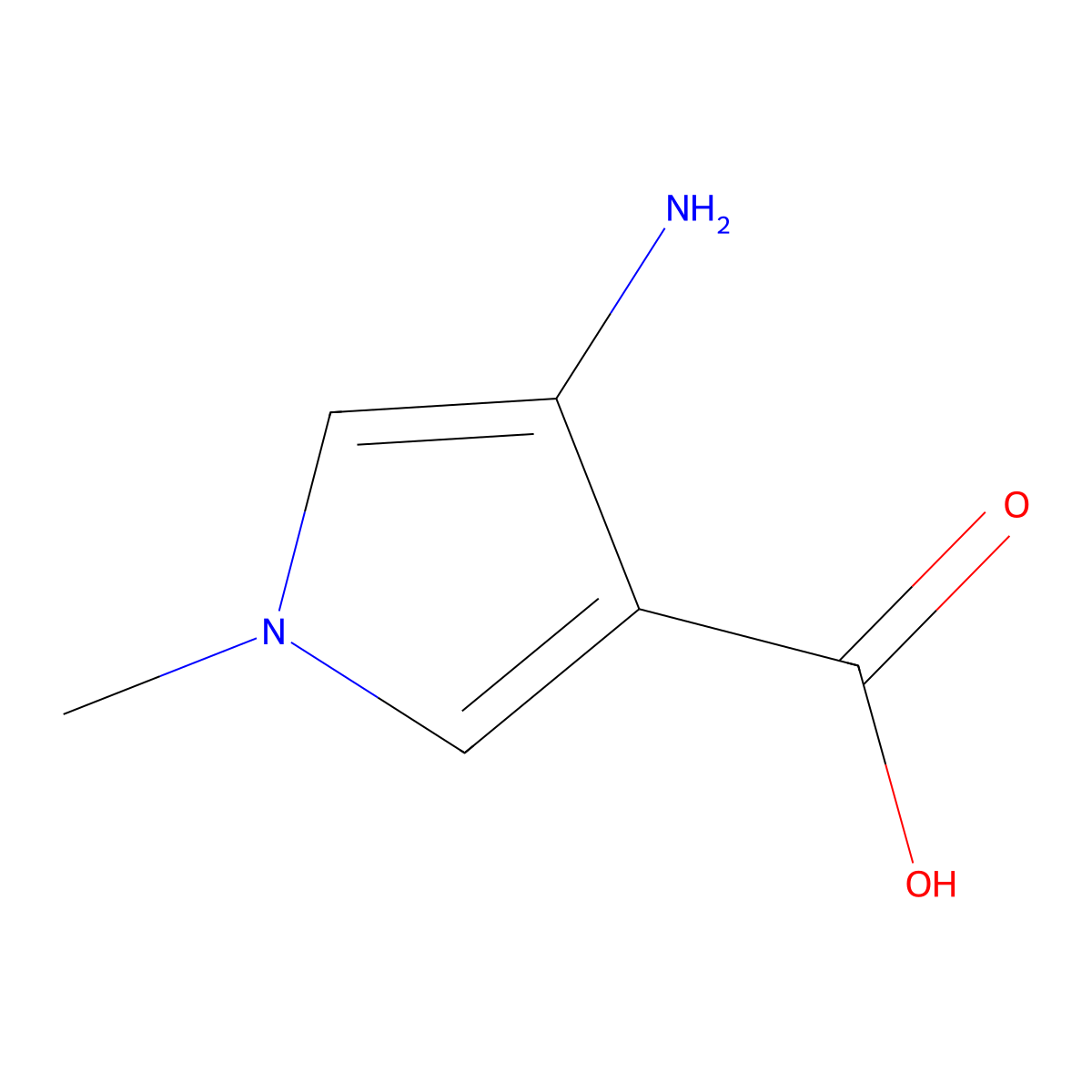 4-Amino-1-methyl-1h-pyrrole-3-carboxylic acid molecular structure, CAS 1546502-57-1