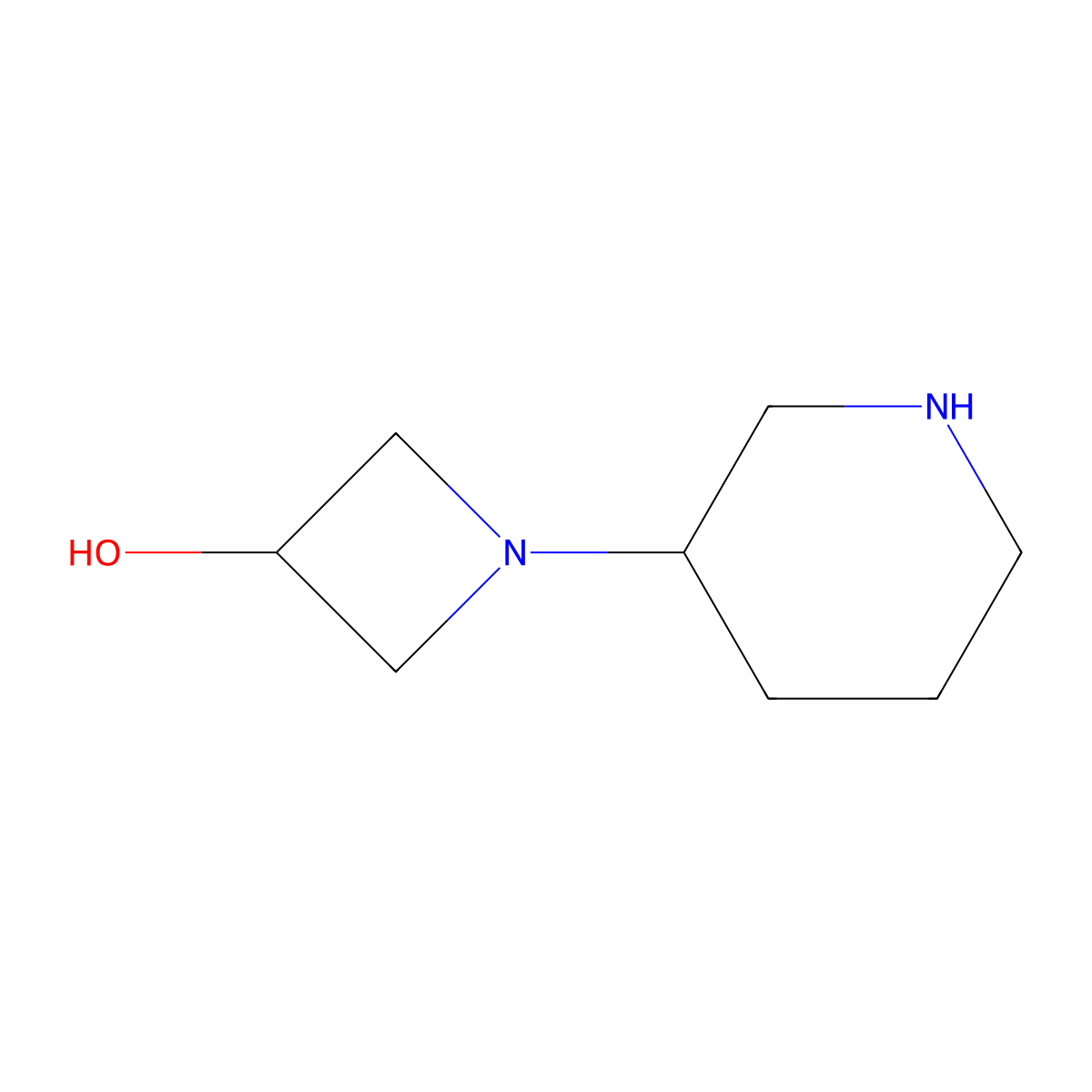 1-(Piperidin-3-yl)azetidin-3-ol molecular structure, CAS 1546502-98-0