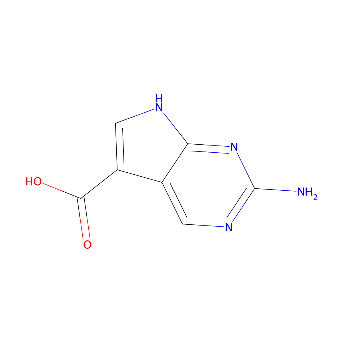 2-Amino-7H-pyrrolo[2,3-d]pyrimidine-5-carboxylic acid molecular structure, CAS 1546503-95-0