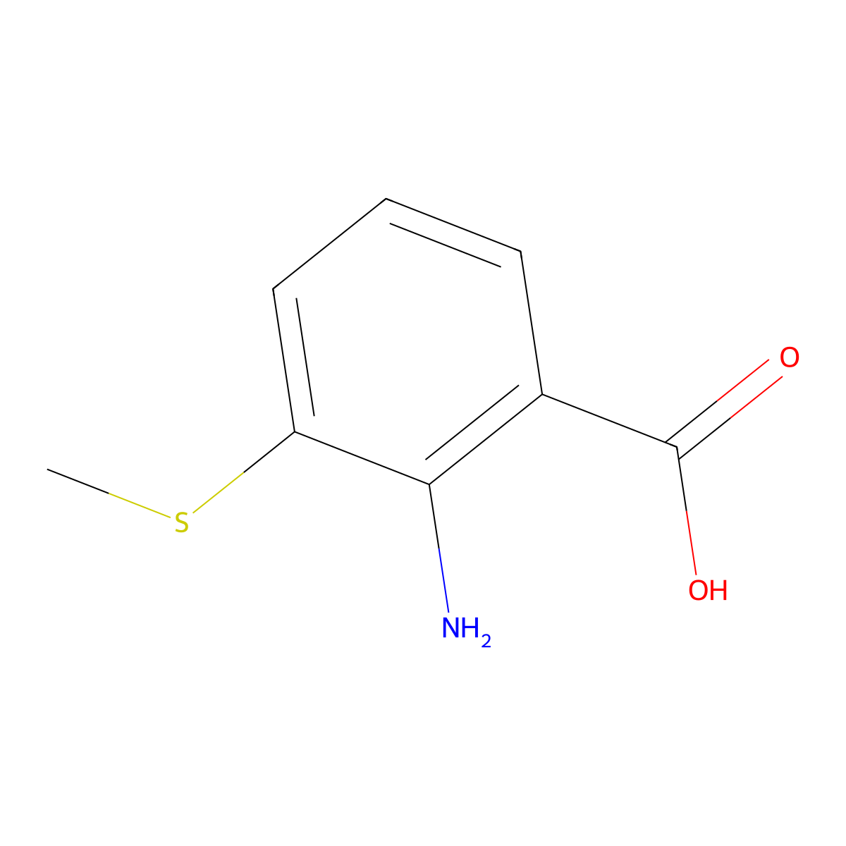 2-Amino-3-(methylthio)benzoic acid molecular structure, CAS 1546534-53-5