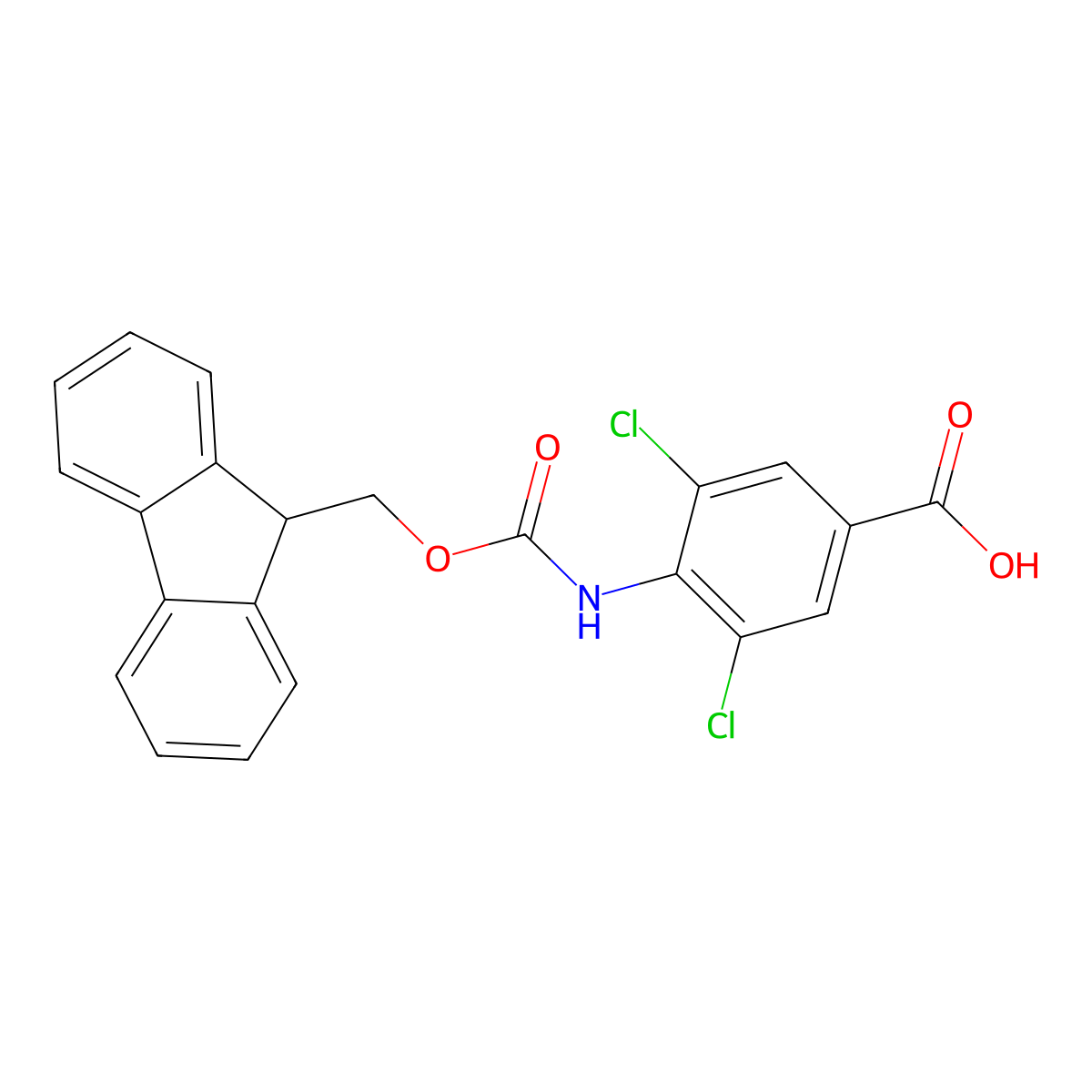 3,5-dichloro-4-({[(9H-fluoren-9-yl)methoxy]carbonyl}amino)benzoic acid molecular structure, CAS 1546542-85-1