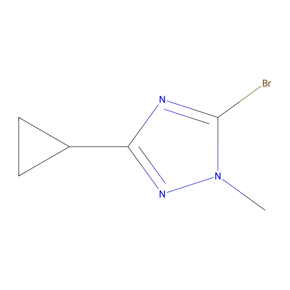 5-bromo-3-cyclopropyl-1-methyl-1H-1,2,4-triazole molecular structure, CAS 1546563-78-3
