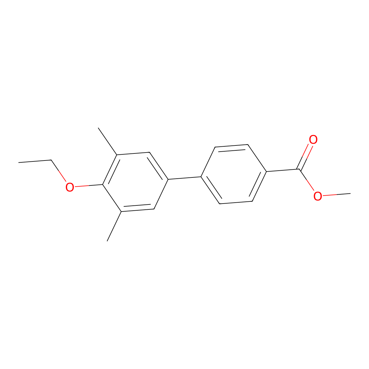 Methyl 4'-ethoxy-3',5'-dimethyl[1,1'-biphenyl]-4-carboxylate molecular structure, CAS 154657-78-0