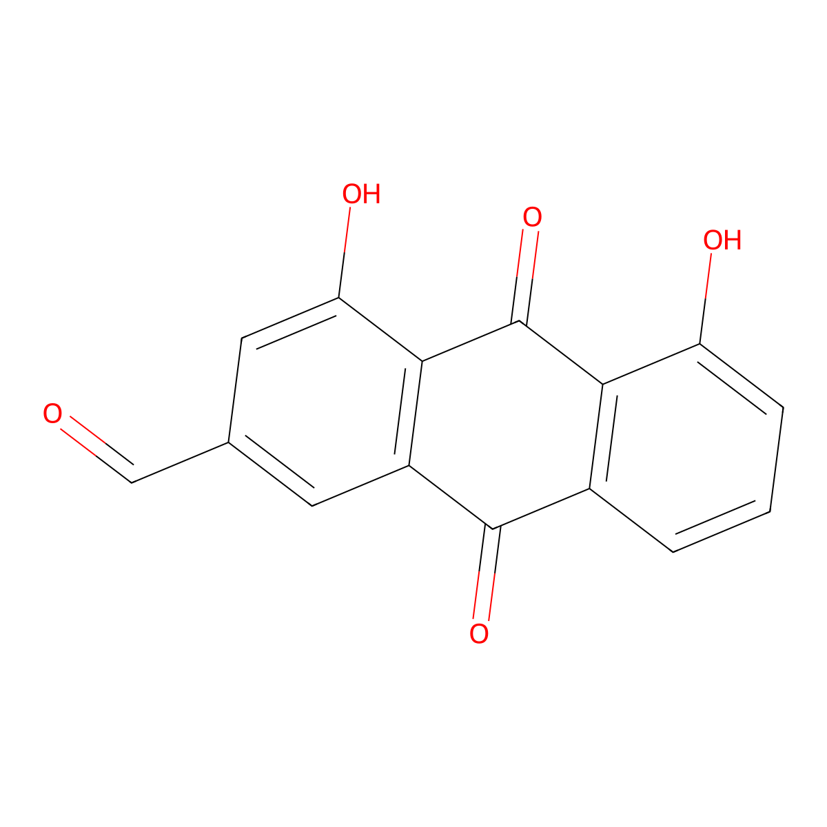 4,5-Dihydroxy-9,10-dioxo-9,10-dihydroanthracene-2-carbaldehyde molecular structure, CAS 154658-30-7