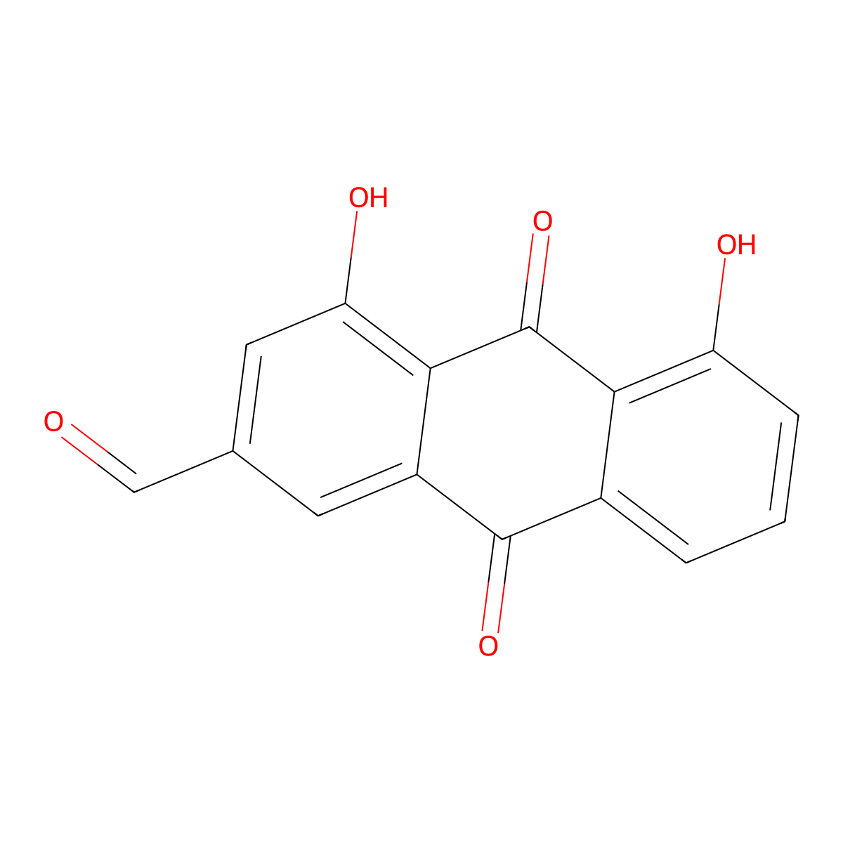 4,5-Dihydroxy-9,10-dioxo-9,10-dihydroanthracene-2-carbaldehyde molecular structure, CAS 154658-30-7