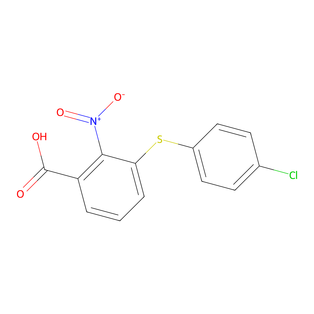 3-[(4-Chlorophenyl)sulfanyl]-2-nitrobenzoic acid molecular structure, CAS 1546589-07-4
