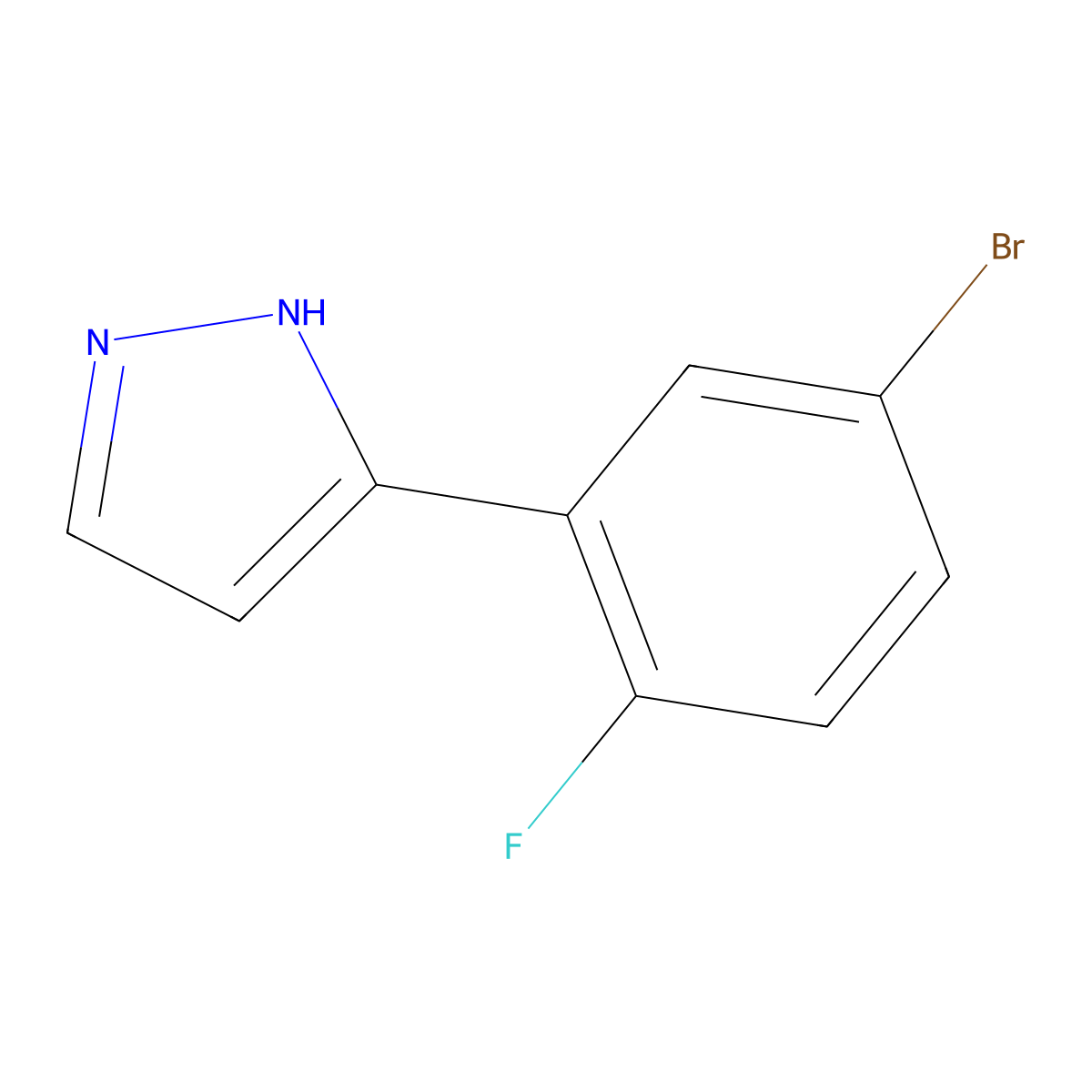 3-(5-Bromo-2-fluorophenyl)-1H-pyrazole molecular structure, CAS 1546615-91-1