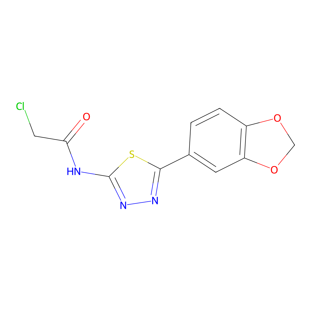 N-[5-(1,3-benzodioxol-5-yl)-1,3,4-thiadiazol-2-yl]-2-chloroacetamide molecular structure, CAS 154662-35-8