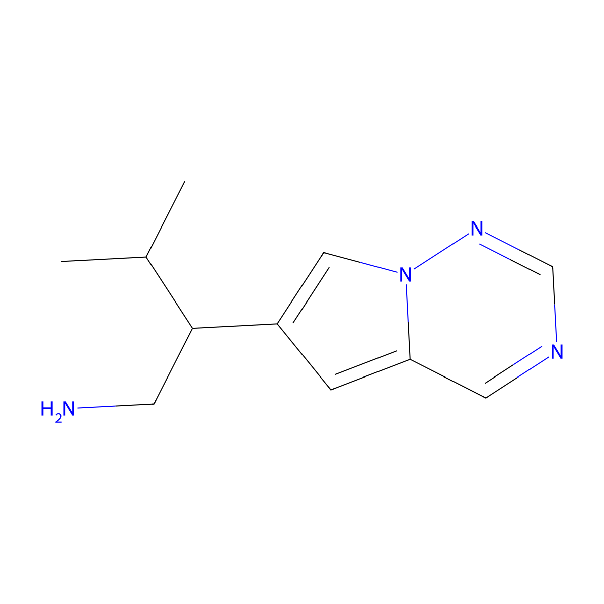 3-Methyl-2-(pyrrolo[2,1-f][1,2,4]triazin-6-yl)butan-1-amine molecular structure, CAS 1546622-23-4