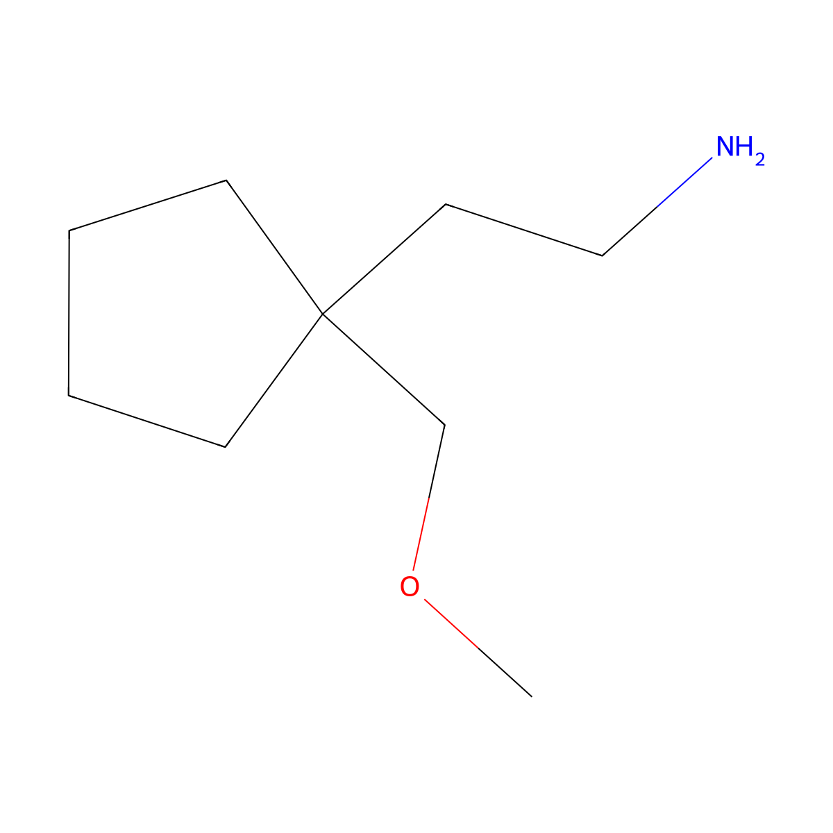 2-[1-(Methoxymethyl)cyclopentyl]ethan-1-amine molecular structure, CAS 1546681-31-5