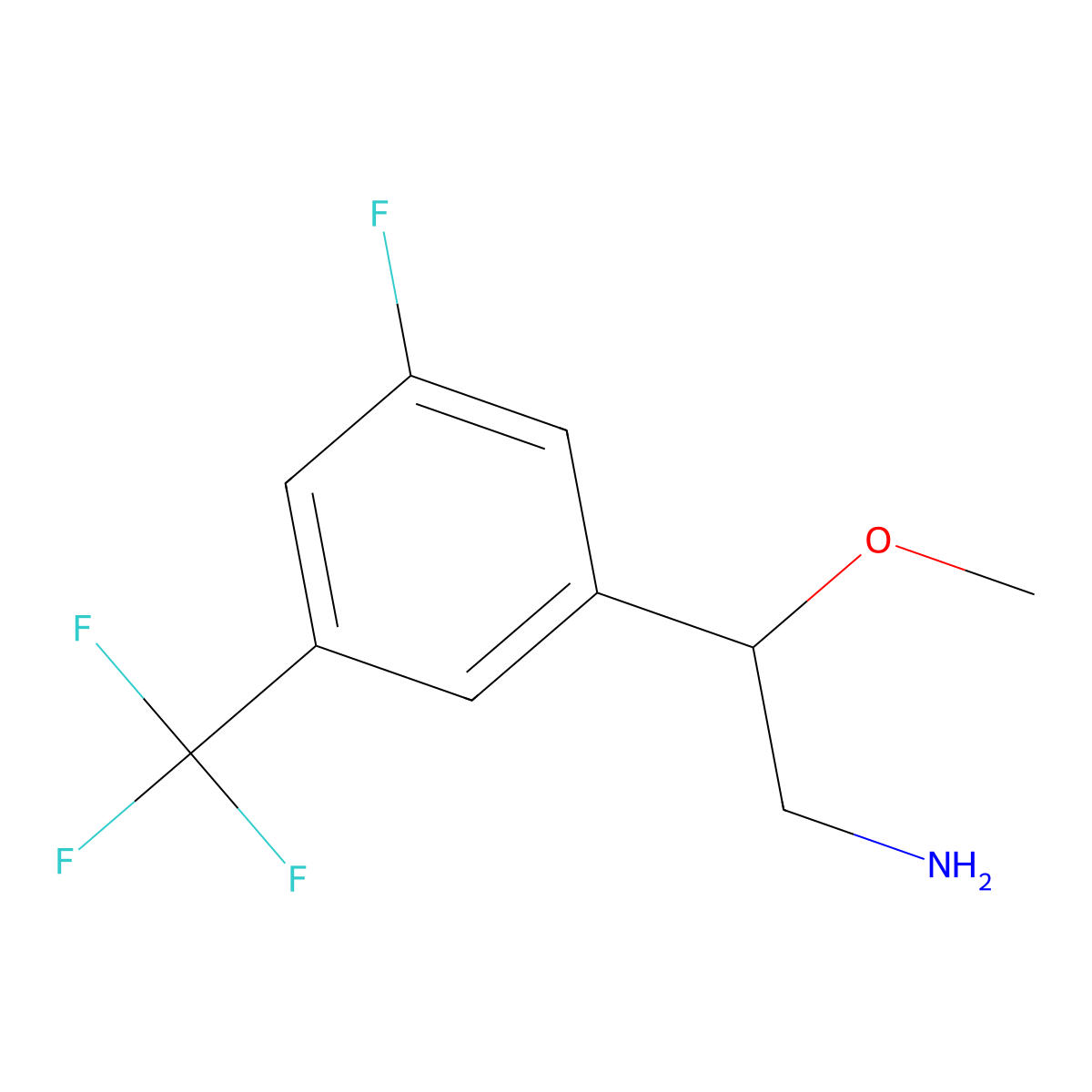 2-[3-Fluoro-5-(trifluoromethyl)phenyl]-2-methoxyethan-1-amine molecular structure, CAS 1546689-29-5