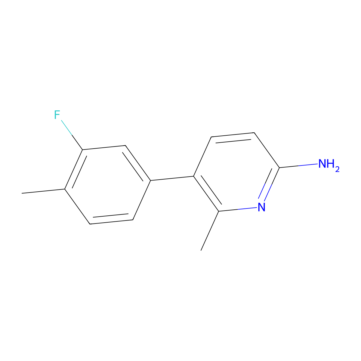 5-(3-Fluoro-4-methylphenyl)-6-methyl-2-pyridinamine molecular structure, CAS 1546701-00-1