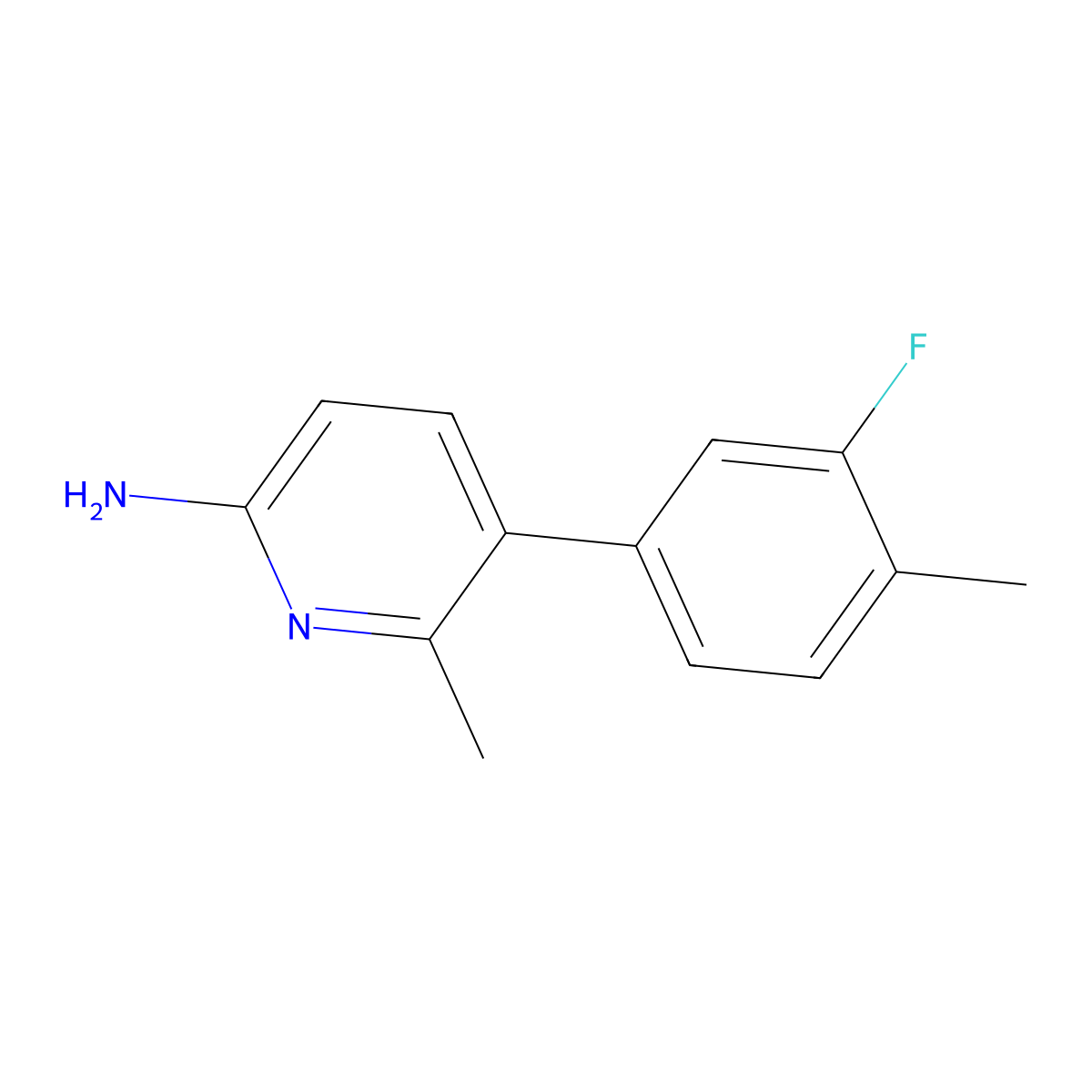 5-(3-Fluoro-4-methylphenyl)-6-methyl-2-pyridinamine molecular structure, CAS 1546701-00-1