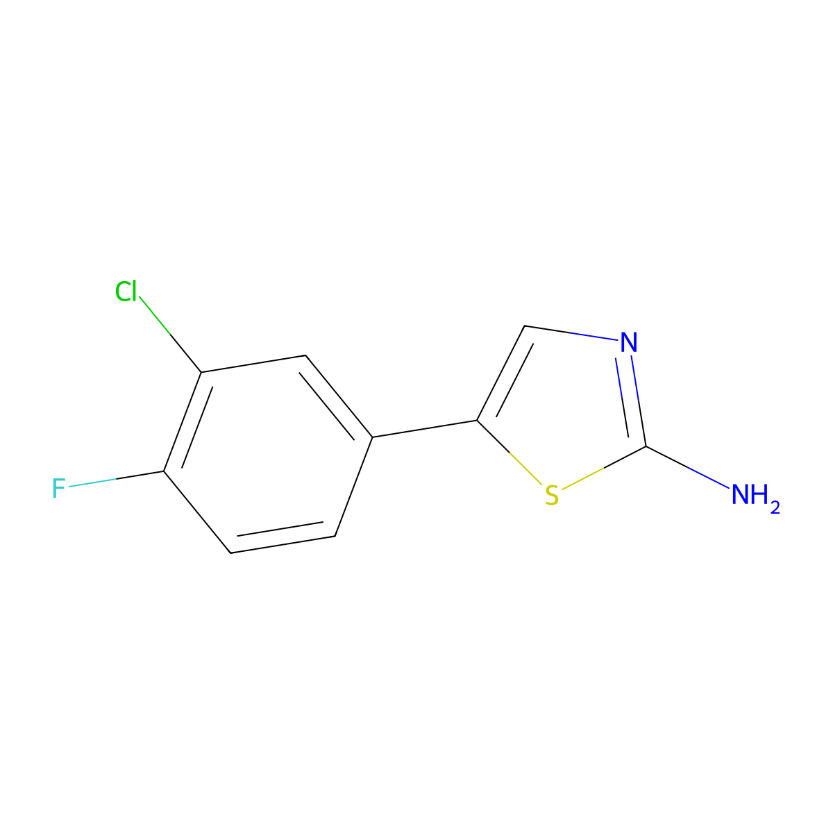 5-(3-Chloro-4-fluorophenyl)thiazol-2-amine molecular structure, CAS 1546702-66-2