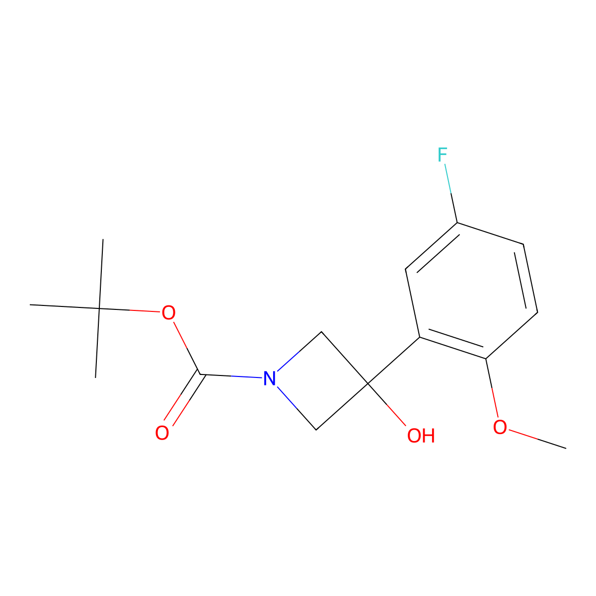 tert-Butyl 3-(5-fluoro-2-methoxyphenyl)-3-hydroxyazetidine-1-carboxylate molecular structure, CAS 1546719-90-7
