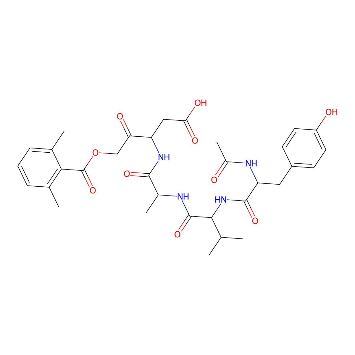Ac-Tyr-Val-Ala-Asp-2,6-dimethylbenzoyloxymethylketone molecular structure, CAS 154674-81-4