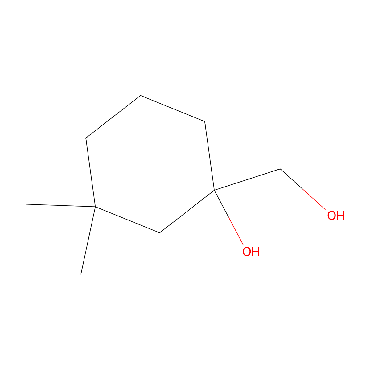 1-(Hydroxymethyl)-3,3-dimethylcyclohexan-1-ol molecular structure, CAS 1546780-44-2