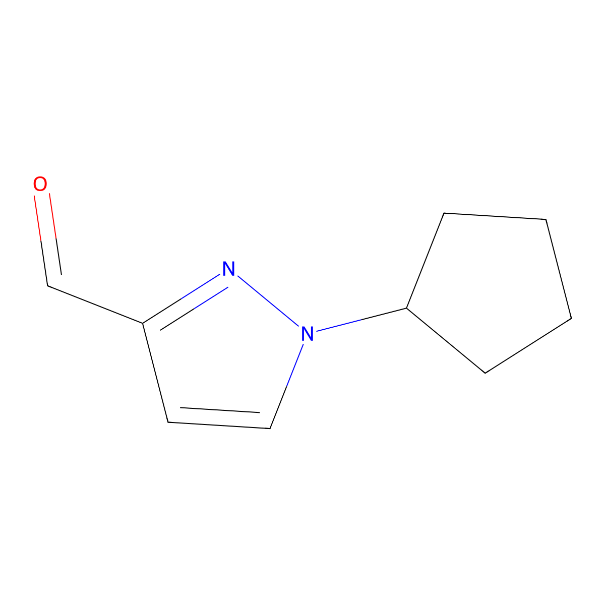 1-cyclopentyl-1H-pyrazole-3-carbaldehyde molecular structure, CAS 1546800-67-2