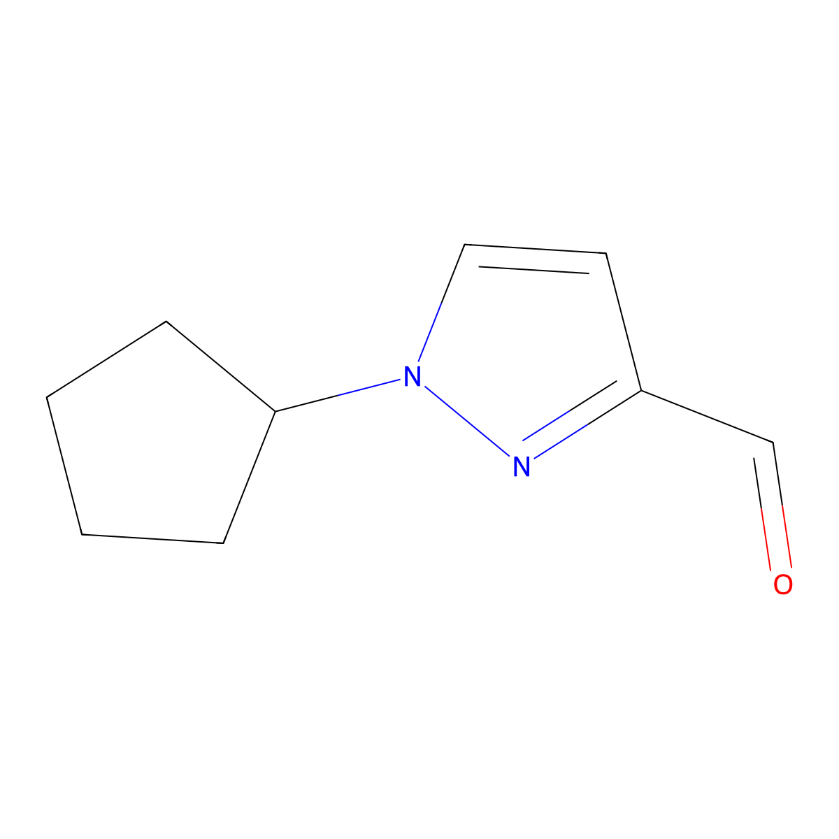 1-cyclopentyl-1H-pyrazole-3-carbaldehyde molecular structure, CAS 1546800-67-2