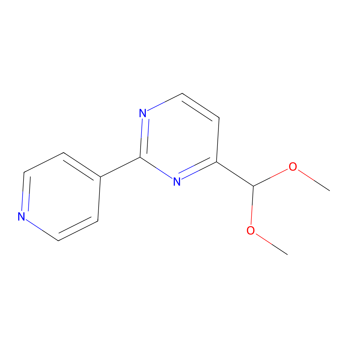 4-(Dimethoxymethyl)-2-pyridin-4-ylpyrimidine molecular structure, CAS 1546816-35-6