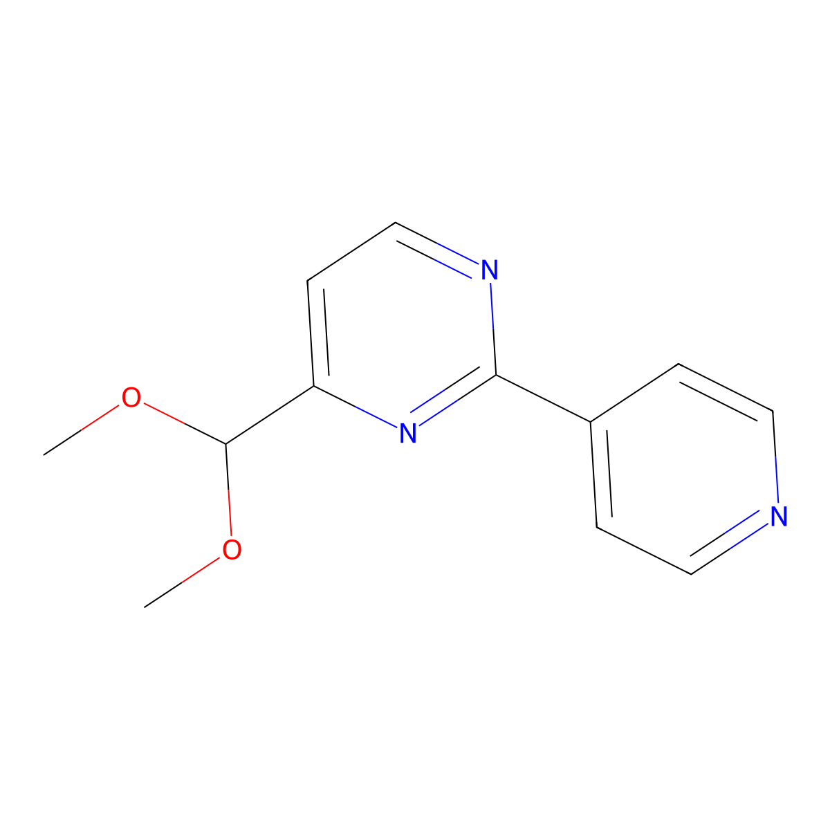 4-(Dimethoxymethyl)-2-pyridin-4-ylpyrimidine molecular structure, CAS 1546816-35-6