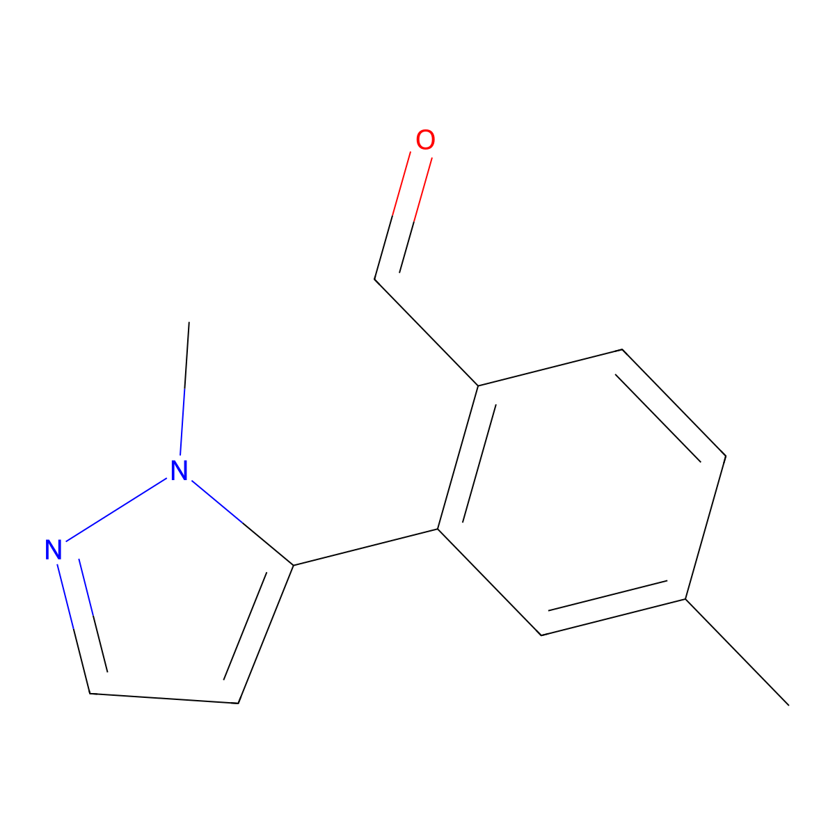 4-methyl-2-(1-methyl-1H-pyrazol-5-yl)benzaldehyde molecular structure, CAS 1546847-01-1