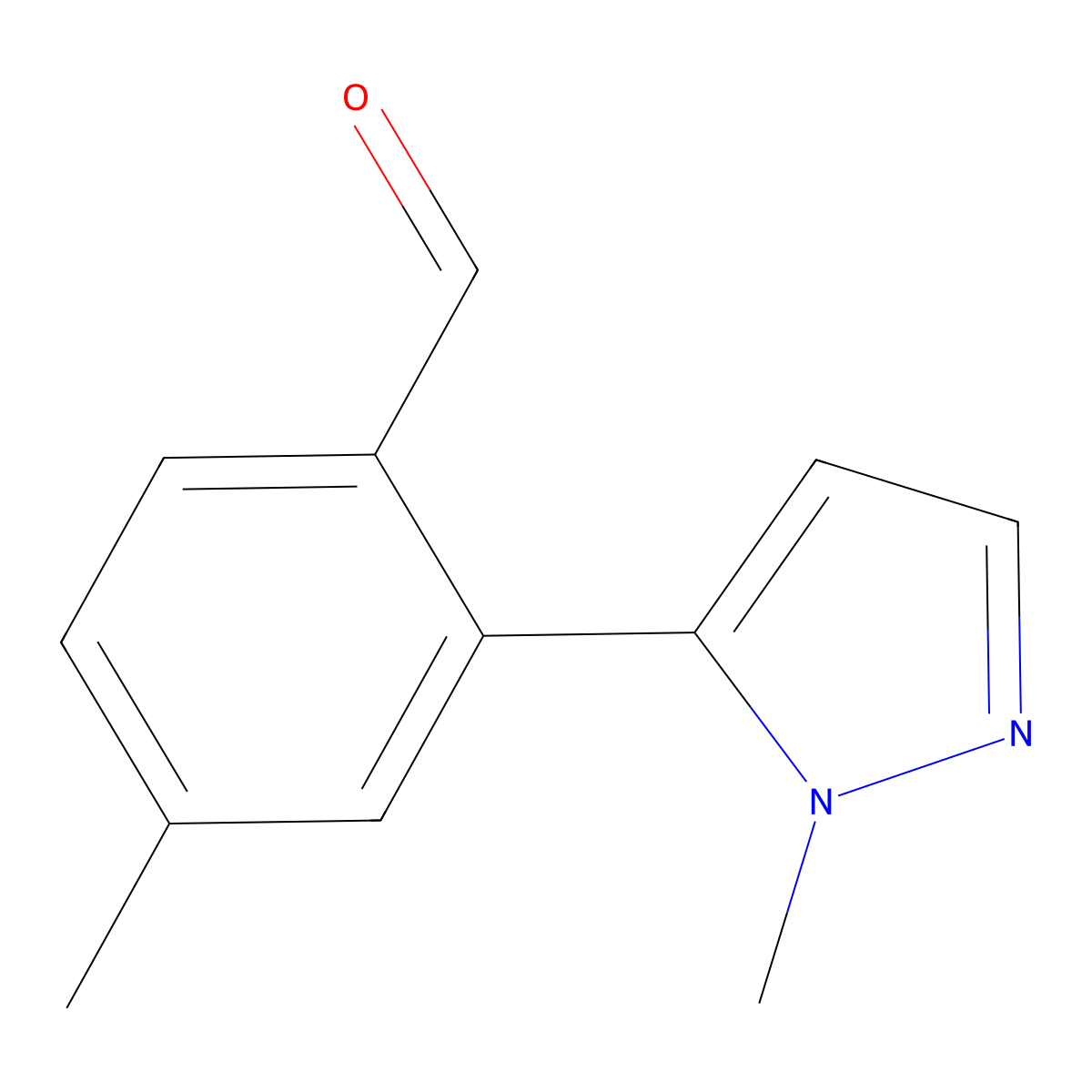 4-methyl-2-(1-methyl-1H-pyrazol-5-yl)benzaldehyde molecular structure, CAS 1546847-01-1