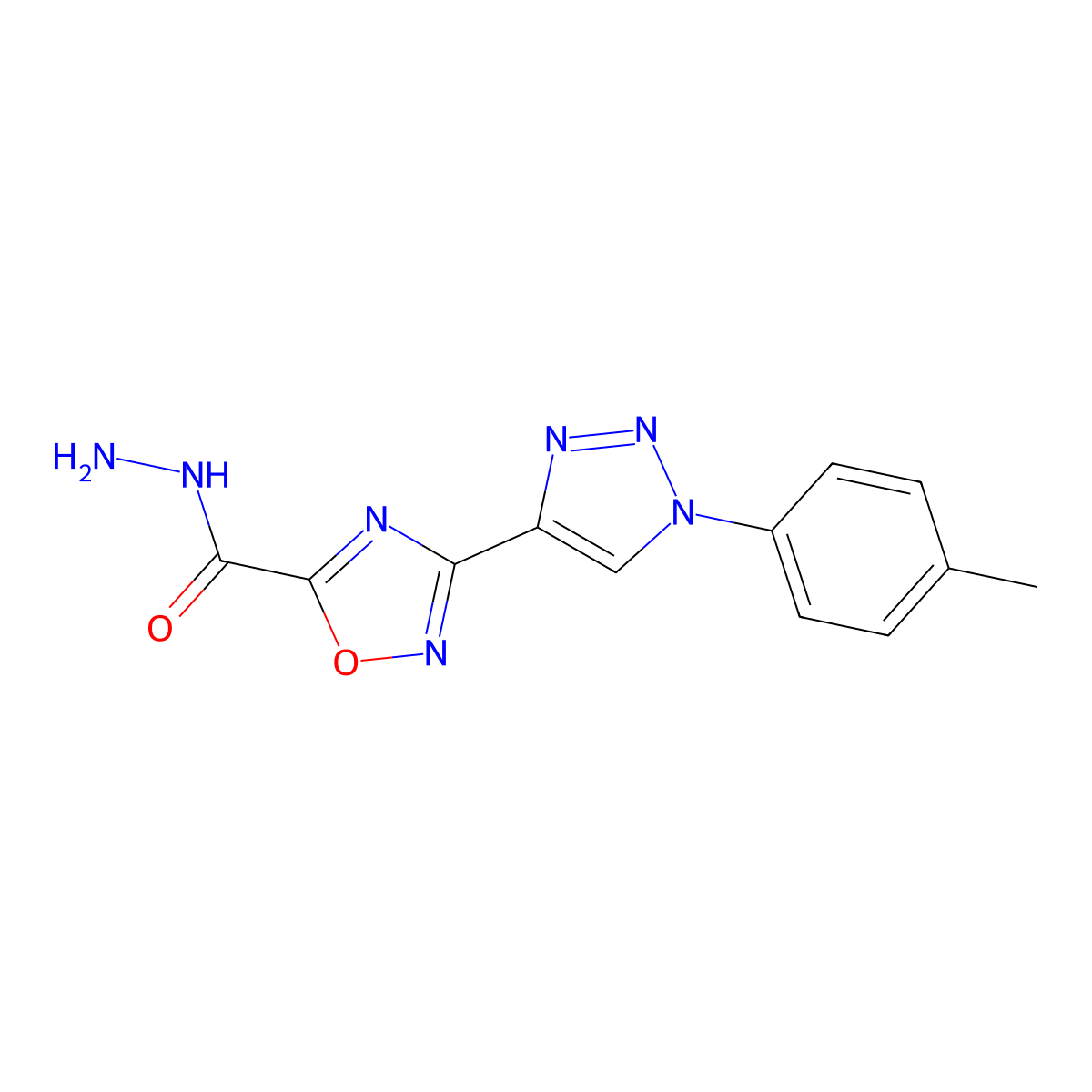 3-[1-(4-methylphenyl)-1H-1,2,3-triazol-4-yl]-1,2,4-oxadiazole-5-carbohydrazide molecular structure, CAS 1546989-35-8