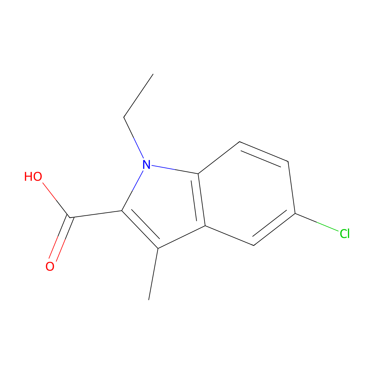 5-chloro-1-ethyl-3-methyl-1H-indole-2-carboxylic acid molecular structure, CAS 1547001-49-9