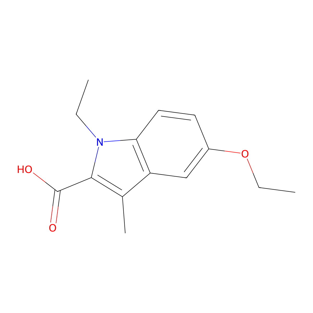 5-ethoxy-1-ethyl-3-methyl-1H-indole-2-carboxylic acid molecular structure, CAS 1547001-57-9