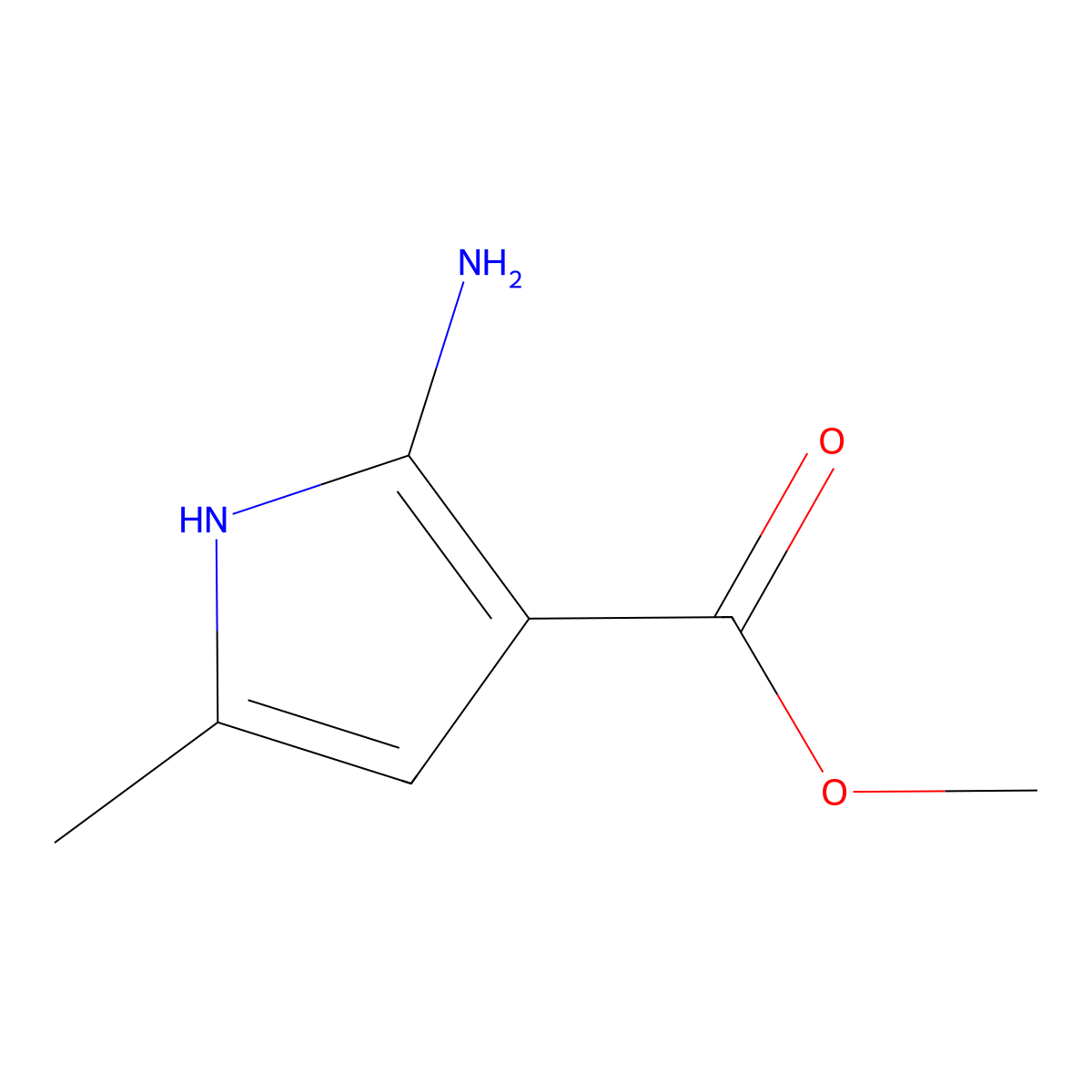 methyl 2-amino-5-methyl-1H-pyrrole-3-carboxylate molecular structure, CAS 1547004-49-8
