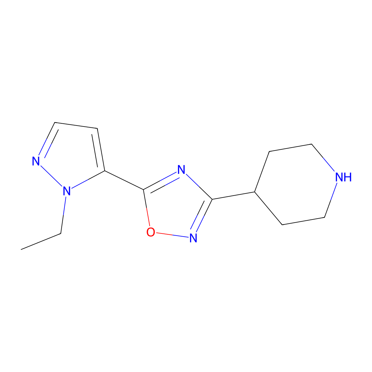 4-[5-(2-Ethyl-2h-pyrazol-3-yl)-[1,2,4]oxadiazol-3-yl]-piperidine molecular structure, CAS 1547004-72-7