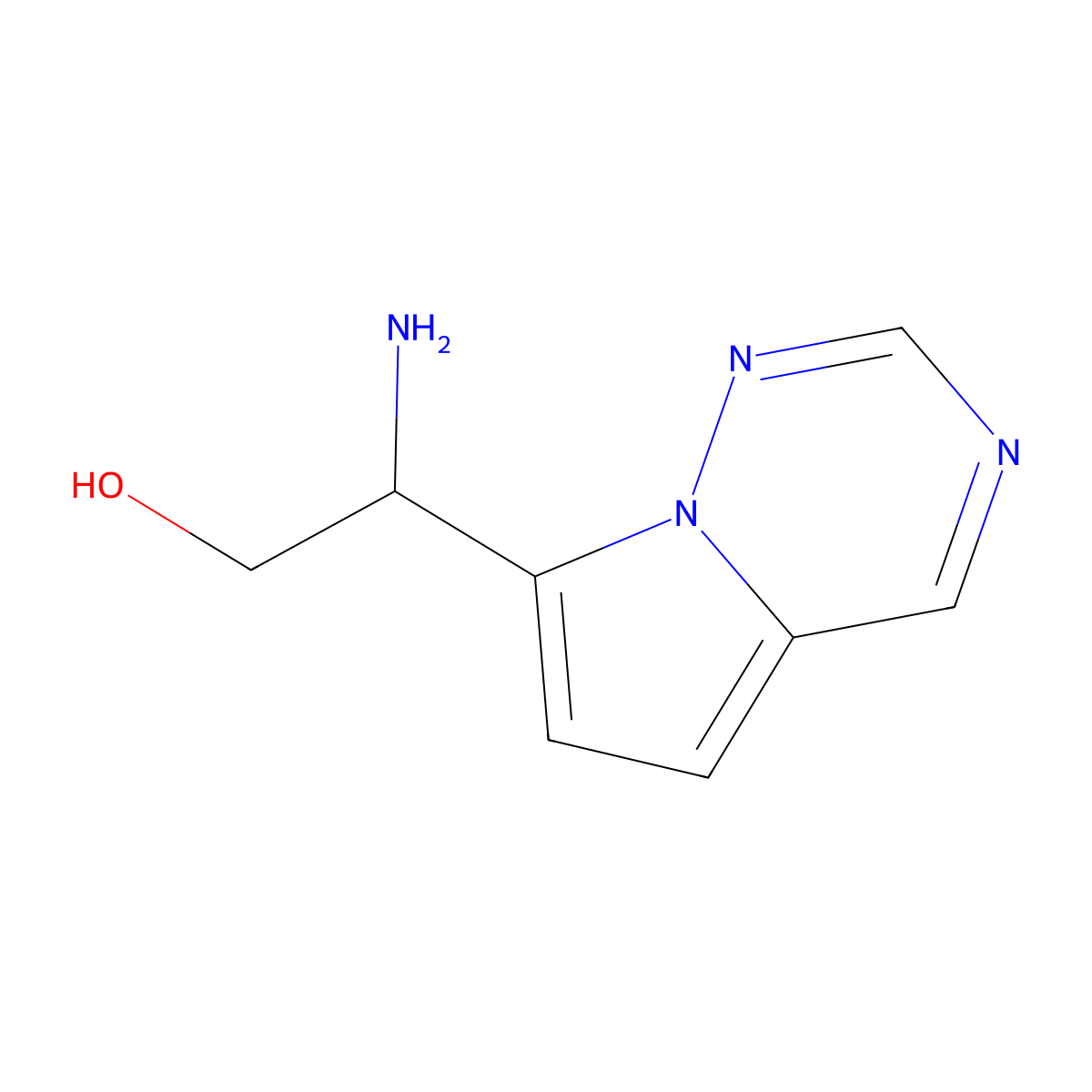 2-Amino-2-{pyrrolo[2,1-f][1,2,4]triazin-7-yl}ethan-1-ol molecular structure, CAS 1547007-73-7