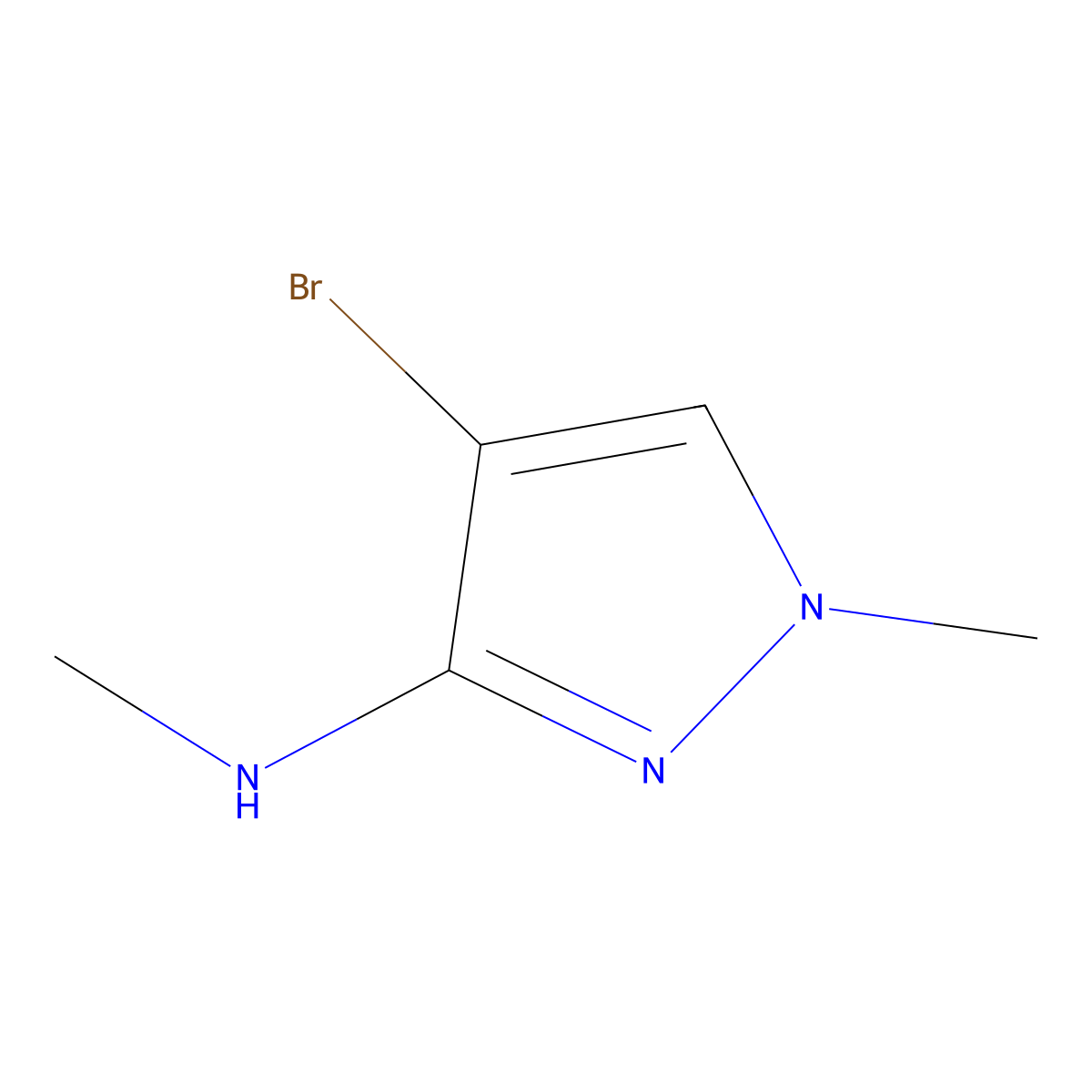 4-bromo-N,1-dimethyl-1H-pyrazol-3-amine molecular structure, CAS 1547011-38-0