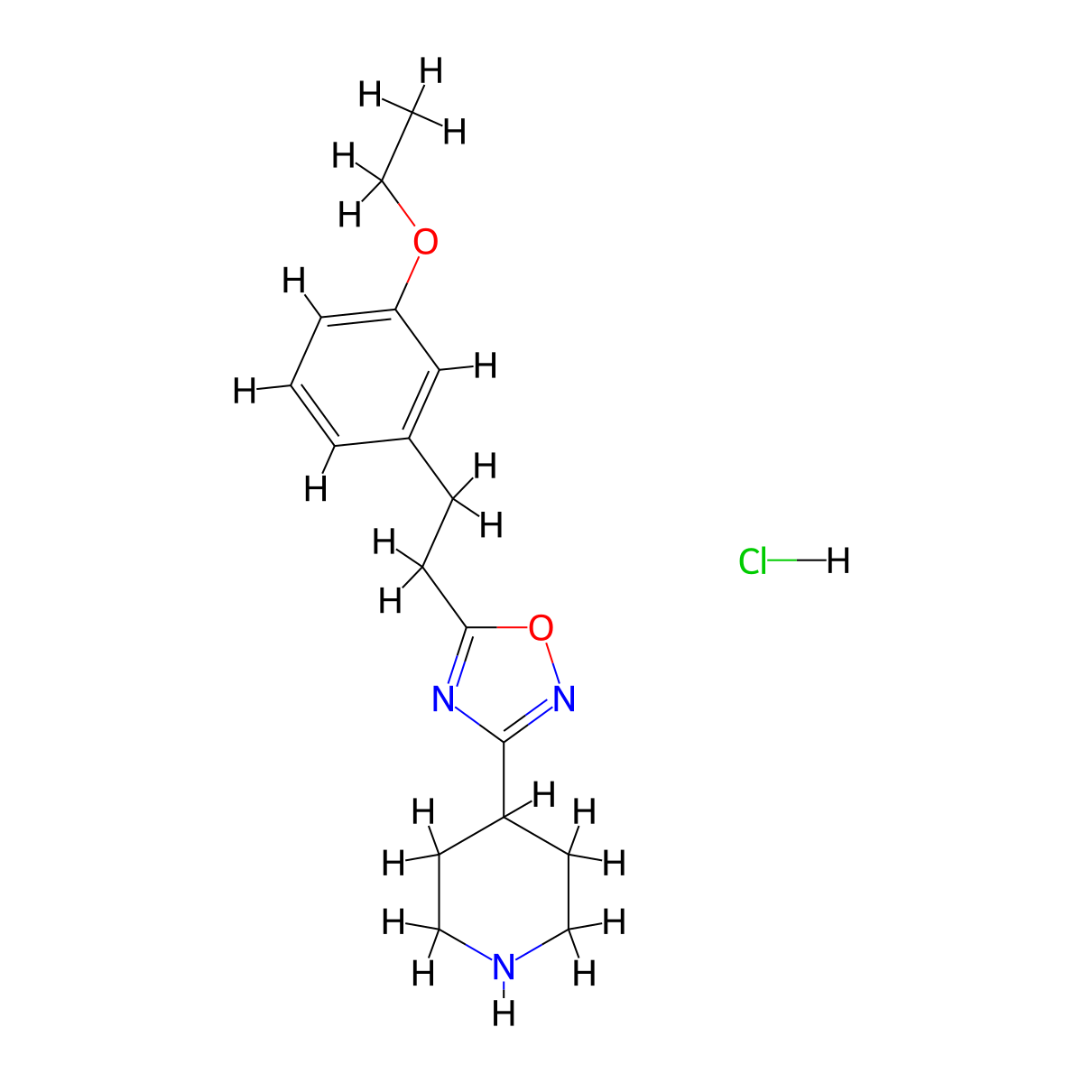 4-{5-[2-(3-Ethoxyphenyl)ethyl]-1,2,4-oxadiazol-3-yl}piperidine hydrochloride molecular structure, CAS 1547013-29-5
