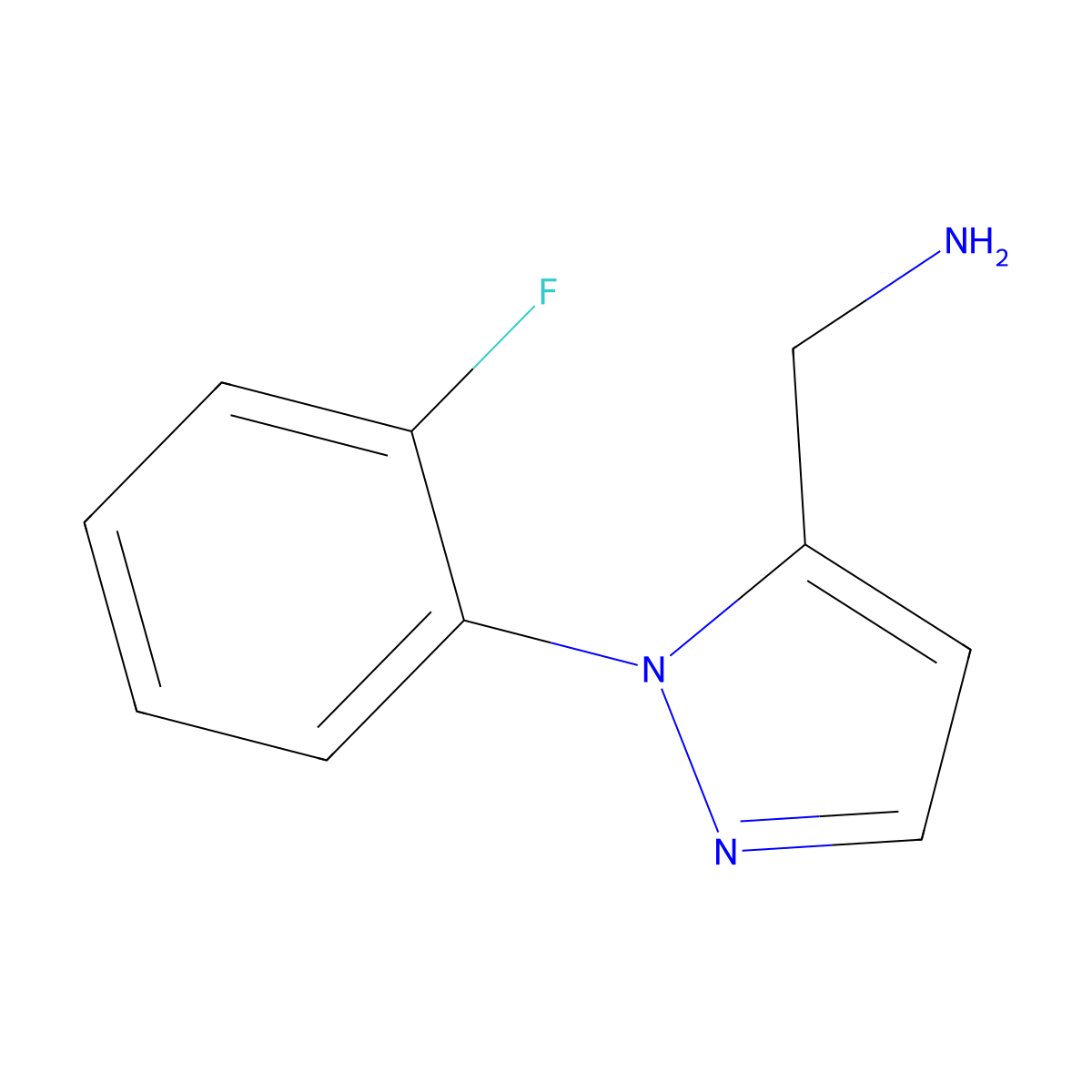 1-[1-(2-fluorophenyl)-1H-pyrazol-5-yl]methanamine molecular structure, CAS 1547014-21-0