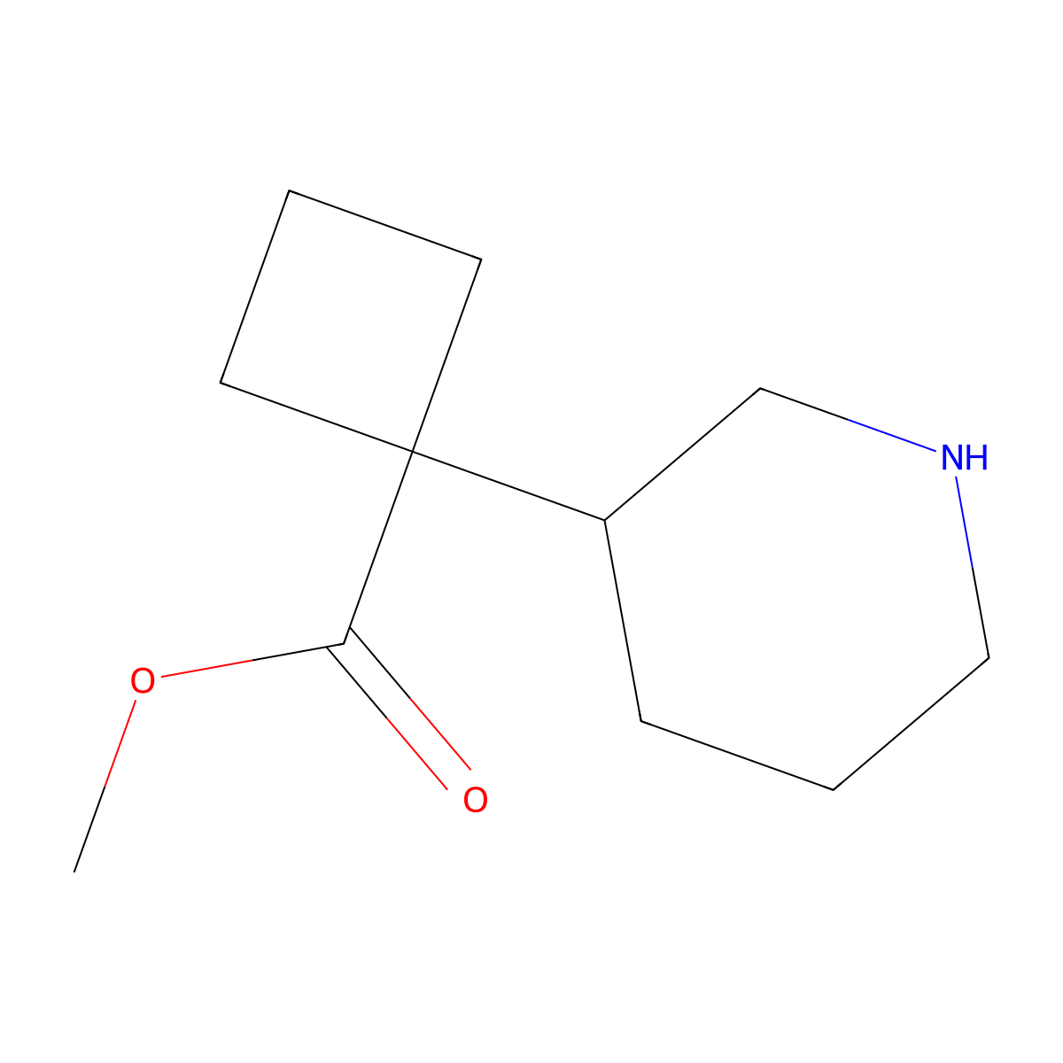 Methyl 1-(piperidin-3-yl)cyclobutane-1-carboxylate molecular structure, CAS 1547015-42-8